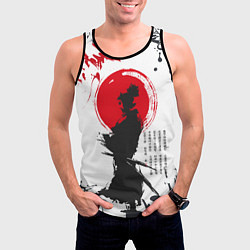 Майка-безрукавка мужская Самурай на фоне солнца, цвет: 3D-черный — фото 2