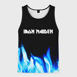 Майка-безрукавка мужская Iron Maiden blue fire, цвет: 3D-черный