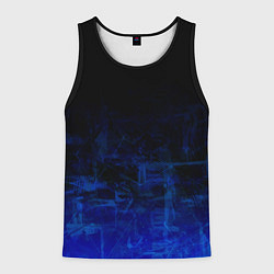 Майка-безрукавка мужская Однотонный черный и темно синий гранжевый градиент, цвет: 3D-черный