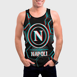 Майка-безрукавка мужская Napoli FC в стиле glitch на темном фоне, цвет: 3D-черный — фото 2