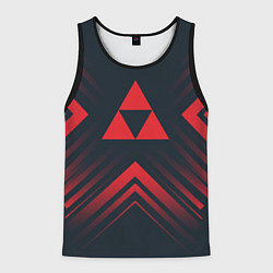 Майка-безрукавка мужская Красный символ Zelda на темном фоне со стрелками, цвет: 3D-черный