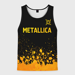 Майка-безрукавка мужская Metallica - gold gradient: символ сверху, цвет: 3D-черный