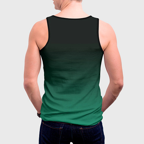 Мужская майка без рукавов Черный и бирюзово - зеленый, текстурированный под / 3D-Черный – фото 4