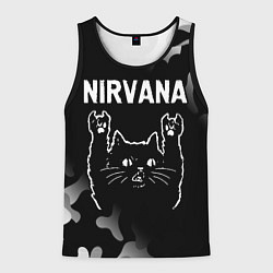 Майка-безрукавка мужская Группа Nirvana и рок кот, цвет: 3D-черный