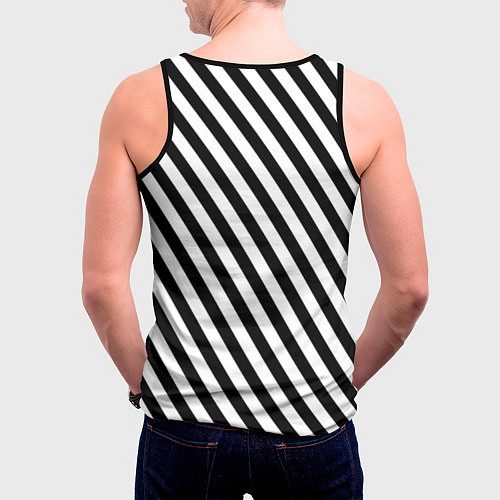 Мужская майка без рукавов Черно-белые полоски / 3D-Черный – фото 4