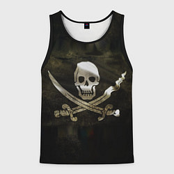 Майка-безрукавка мужская Пиратский флаг - череп с ножами, цвет: 3D-черный