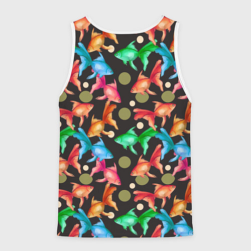 Мужская майка без рукавов Разноцветные рыбы паттерн / 3D-Белый – фото 2
