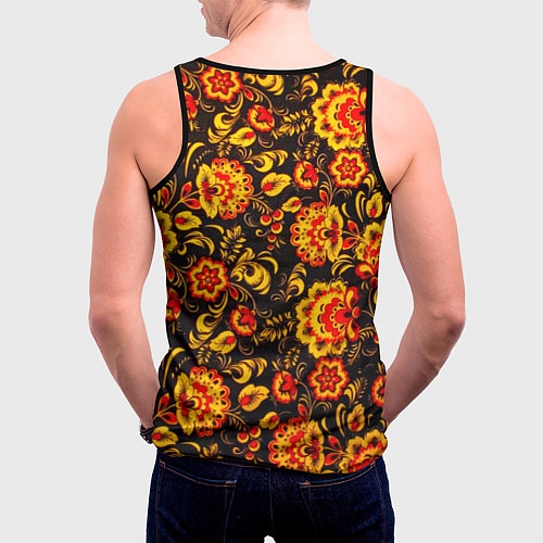 Мужская майка без рукавов Хохлома роспись / 3D-Черный – фото 4