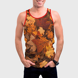 Майка-безрукавка мужская Опавшие листья, цвет: 3D-красный — фото 2