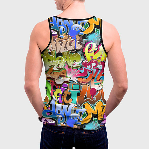 Мужская майка без рукавов Надпись и краска граффити / 3D-Черный – фото 4