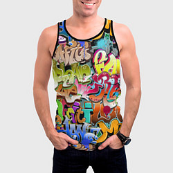 Майка-безрукавка мужская Надпись и краска граффити, цвет: 3D-черный — фото 2