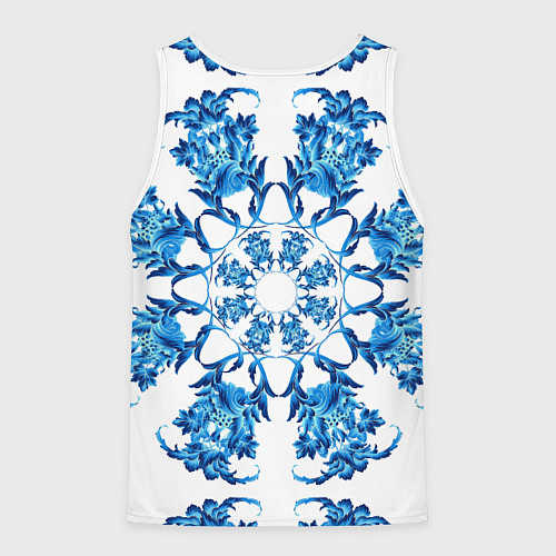 Мужская майка без рукавов Гжель синий цветок / 3D-Белый – фото 2