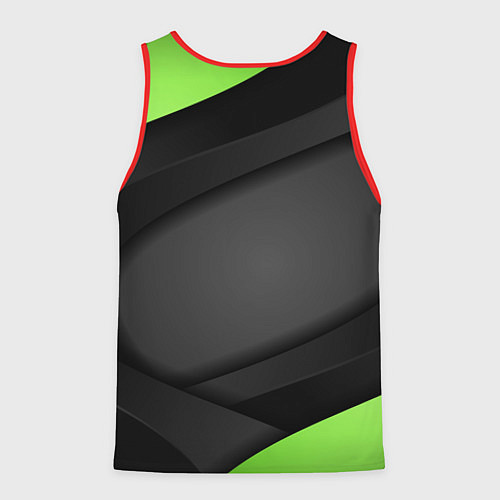 Мужская майка без рукавов Герб России - спортивный черно-зеленый стиль / 3D-Красный – фото 2