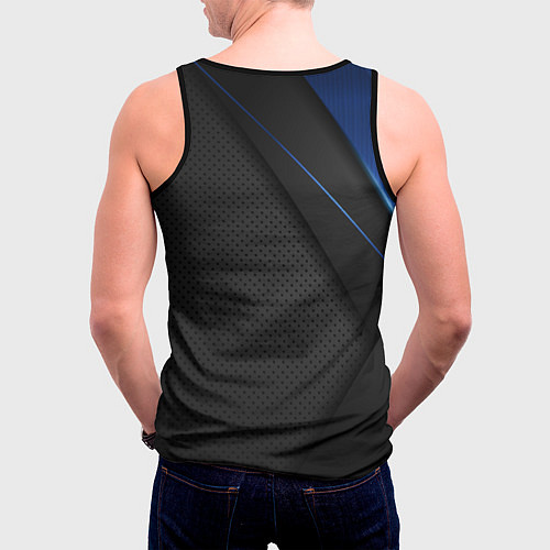 Мужская майка без рукавов Черно-синий герб России / 3D-Черный – фото 4