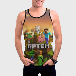 Майка-безрукавка мужская Артем Minecraft, цвет: 3D-черный — фото 2