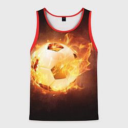 Майка-безрукавка мужская Футбольный мяч огонь, цвет: 3D-красный