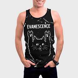 Майка-безрукавка мужская Группа Evanescence и рок кот, цвет: 3D-черный — фото 2