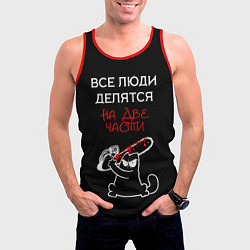 Майка-безрукавка мужская Вредный кот, цвет: 3D-красный — фото 2