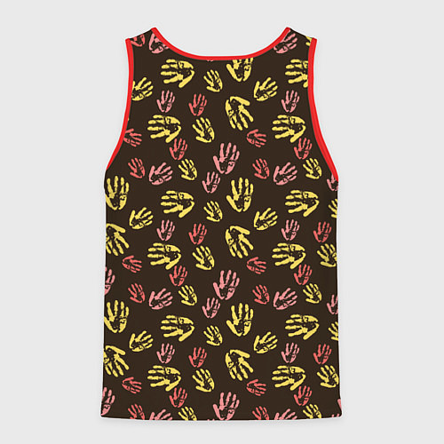 Мужская майка без рукавов Отпечатки рук разноцветные / 3D-Красный – фото 2