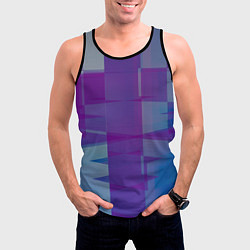 Майка-безрукавка мужская Геометрические объёмные фиолетовые кубы, цвет: 3D-черный — фото 2