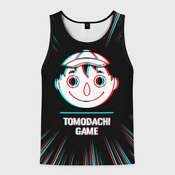 Майка-безрукавка мужская Символ Tomodachi Game в стиле glitch на темном фон, цвет: 3D-черный