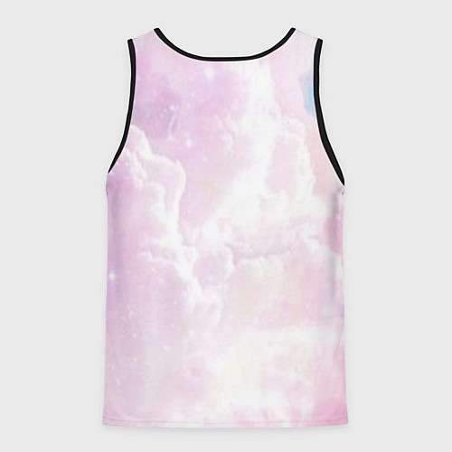 Мужская майка без рукавов Розовые облака на голубом небе / 3D-Черный – фото 2