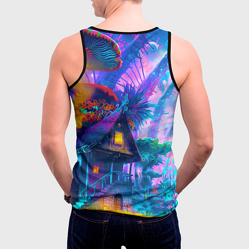 Мужская майка без рукавов Неоновая страна / 3D-Черный – фото 4
