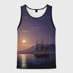 Майка-безрукавка мужская Парусник у берегов Крыма в лунную ночь Айвазовский, цвет: 3D-черный