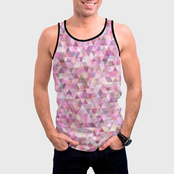 Майка-безрукавка мужская Абстрактное множество розовых и фиолетовых треугол, цвет: 3D-черный — фото 2