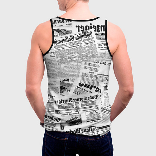 Мужская майка без рукавов Газетный коллаж / 3D-Черный – фото 4
