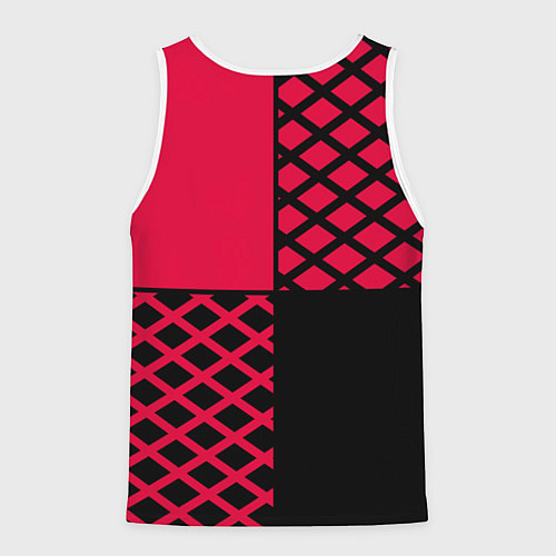 Мужская майка без рукавов Черно-красный геометрический узор / 3D-Белый – фото 2
