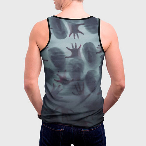 Мужская майка без рукавов Scary faces trying to get out / 3D-Черный – фото 4