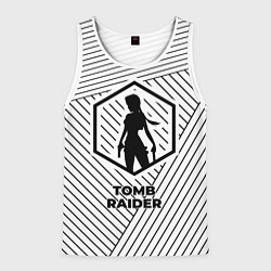 Майка-безрукавка мужская Символ Tomb Raider на светлом фоне с полосами, цвет: 3D-белый