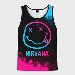 Майка-безрукавка мужская Nirvana - neon gradient, цвет: 3D-черный