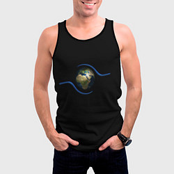 Майка-безрукавка мужская Планета Земля в руках человека, цвет: 3D-черный — фото 2