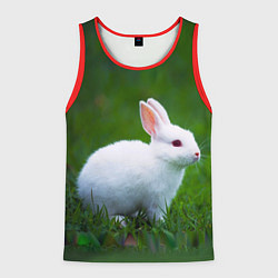 Майка-безрукавка мужская Кролик на фоне травы, цвет: 3D-красный