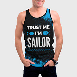 Майка-безрукавка мужская Trust me Im sailor dark, цвет: 3D-черный — фото 2