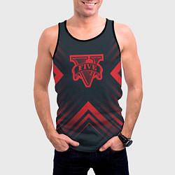 Майка-безрукавка мужская Красный символ GTA на темном фоне со стрелками, цвет: 3D-черный — фото 2