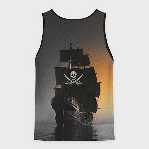 Мужская майка без рукавов Пиратский фрегат / 3D-Черный – фото 2