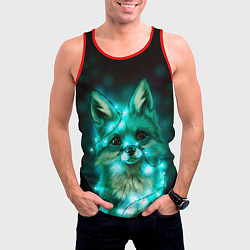 Майка-безрукавка мужская Неоновый лис, цвет: 3D-красный — фото 2