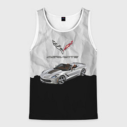 Майка-безрукавка мужская Chevrolet Corvette - motorsport, цвет: 3D-белый