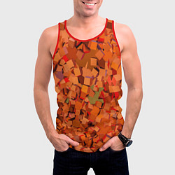 Майка-безрукавка мужская Оранжевые кубы в абстракции, цвет: 3D-красный — фото 2