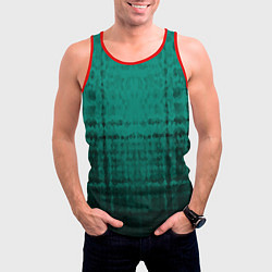 Майка-безрукавка мужская Мозаичный узор в черно -зеленых тонах, цвет: 3D-красный — фото 2