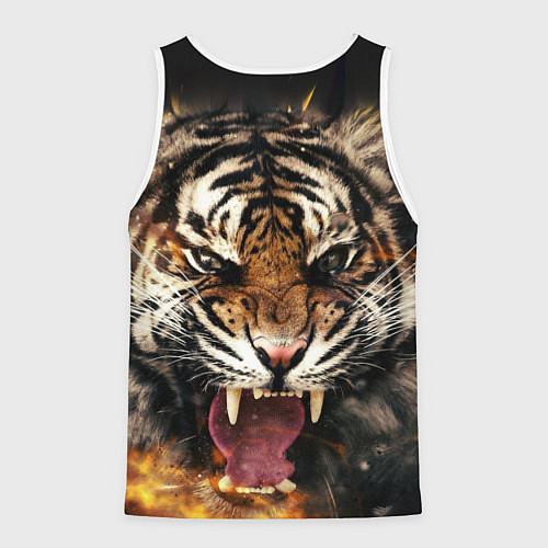 Мужская майка без рукавов Оскал тигра / 3D-Белый – фото 2
