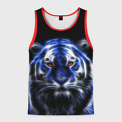 Майка-безрукавка мужская Синий неоновый тигр, цвет: 3D-красный