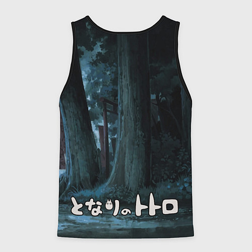 Мужская майка без рукавов Totoro in rain forest / 3D-Черный – фото 2