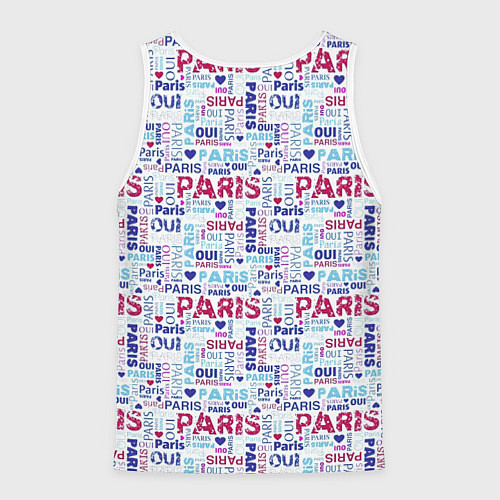 Мужская майка без рукавов Парижская бумага с надписями - текстура / 3D-Белый – фото 2
