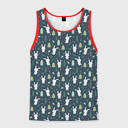 Мужская майка без рукавов Новогодний паттерн, год кролика