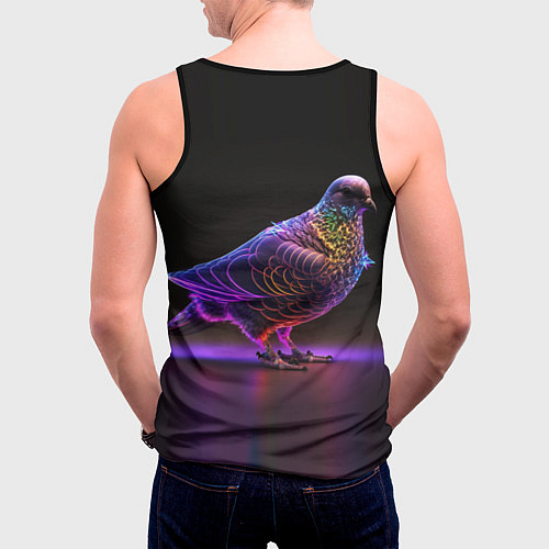 Мужская майка без рукавов Неоновый голубь / 3D-Черный – фото 4