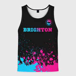 Майка-безрукавка мужская Brighton - neon gradient: символ сверху, цвет: 3D-черный